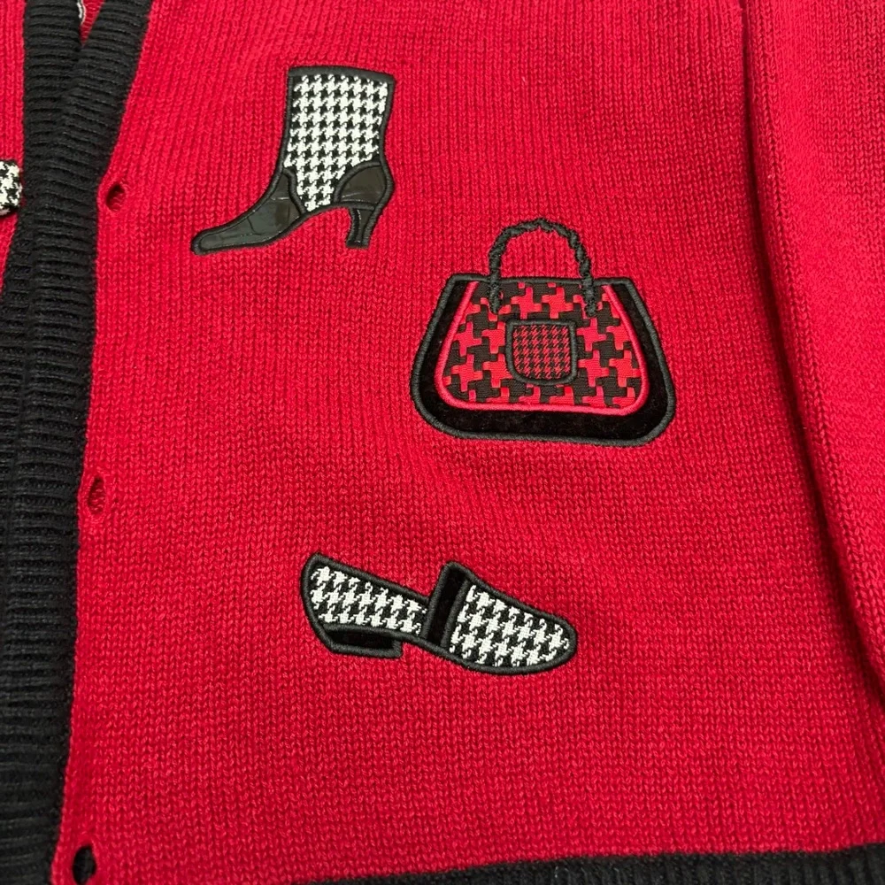 Christopher Banks vintage Knit Red Sweater with Purse Shoe Accents
